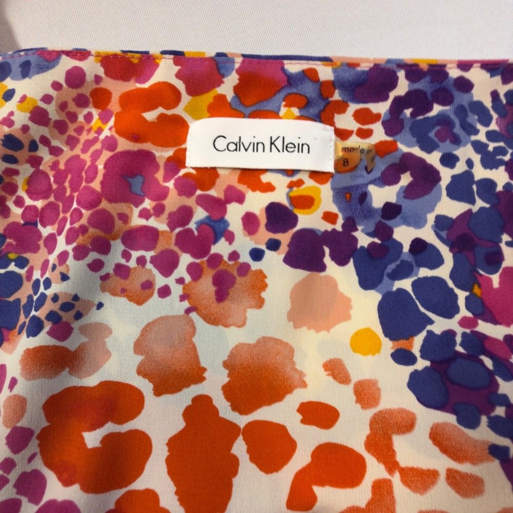 Calvin Klein Womens 8 Multi Color Abstract Leopard Print Ruffle Sheath Dress - Picture 5 of 9
